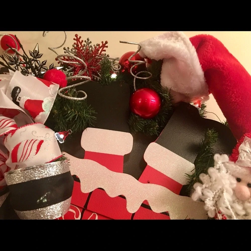 Unique Fun Red Designer Santa Christmas Wreath